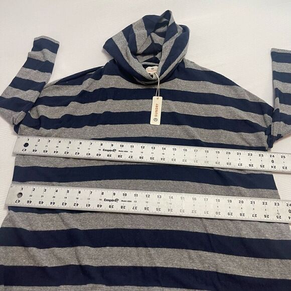 NWT Sundry Navy Blue Grey Stripe Hoodie Sweatshirt Size 1 US Small New - Picture 5 of 7